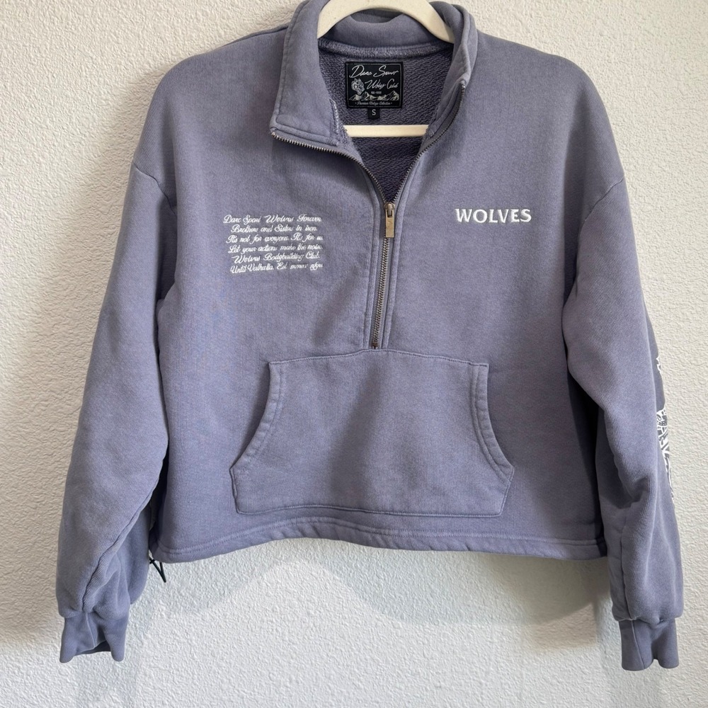 Darc Sport Vintage Everson Mockneck Half Zip Sweater in Dusty Blue Wolf S - Picture 3 of 12